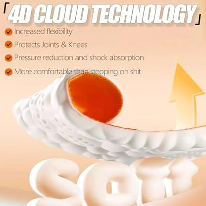 2026 Neue Stepper Einlegesohlen für Damen und Herren – 4D Cloud Massage Memory Foam Einlegesohlen mit Fußgewölbeunterstützung für ganztägigen Komfort (Orange, Herren 8 / Damen 9)