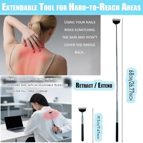 8-teiliges Geschenkset Retractable Rückenkratzer – Tragbares Metall-Massagegerät, Mehrfarbig für Männer, Frauen, Kinder & Haustiere – Ideal zu Vatertag, Valentinstag, Schulanfang