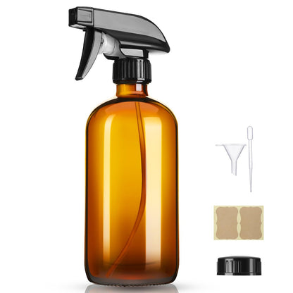 GIVAMEIHF 16oz Amber Glas Sprühflasche, 1 Pack Nachfüllbare Glassprühflasche mit Verstellbarer Düse, Sprühflasche für Ätherische Öle, Reinigung, Haare, Pflanzen