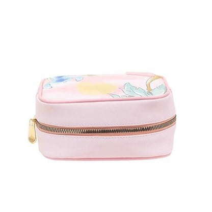 Impressions Vanity Stitch Sunset Kosmetiktasche für Reisen – Faux Saffiano Leder, bestickte Kunst, gefüttertes Inneres, Goldbeschläge