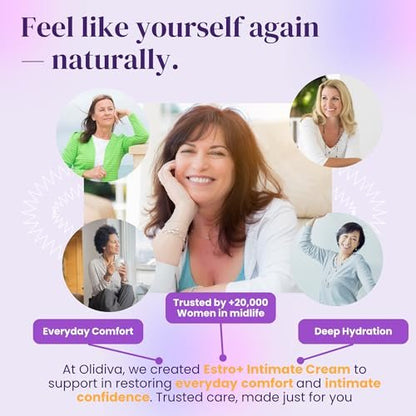 Olidiva Bioidentische Estriol-Creme für Frauen - Intimfeuchtigkeitscreme - Wechseljahre Linderung bei vaginaler Trockenheit & Juckreiz – 50g / 1,76 oz (3 Monatsvorrat)