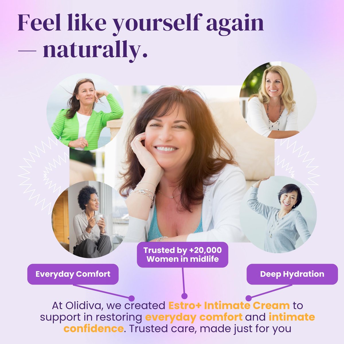 Olidiva Bioidentische Estriol-Creme für Frauen - Intimfeuchtigkeitscreme - Wechseljahre Linderung bei vaginaler Trockenheit & Juckreiz – 50g / 1,76 oz (3 Monatsvorrat)