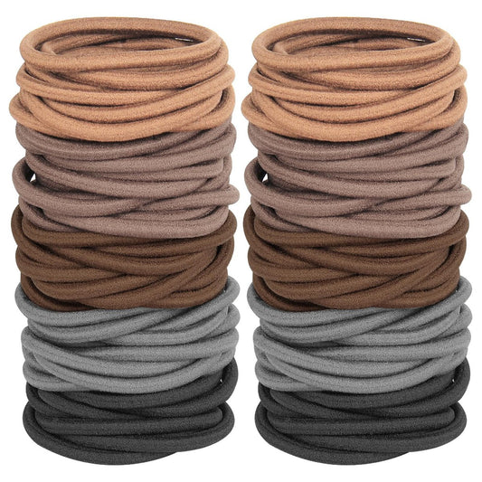 120 Stück Dicke Haargummis für Frauen und Mädchen, nahtlose haarschonende Haarbänder, hohe Elastizität, für dickes, lockiges und langes Haar, neutrale Farben (4 mm)