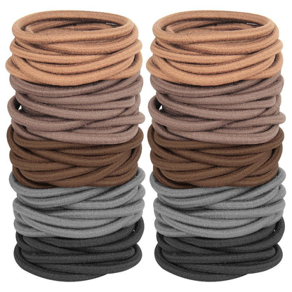 120 Stück Dicke Haargummis für Frauen und Mädchen, nahtlose haarschonende Haarbänder, hohe Elastizität, für dickes, lockiges und langes Haar, neutrale Farben (4 mm)