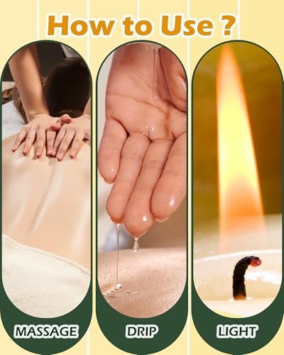VIPwax Sojawachs-Massageöl-Kerze für Stressabbau und Hautfeuchtigkeit, Paarmassage, romantisches Geschenk, SPA für Zuhause, Duftkerze Körperöl - Vanilleduft 2,35 Unzen
