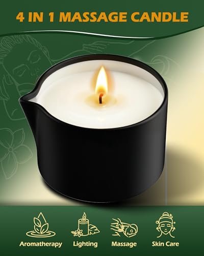 VIPwax Sojawachs-Massageöl-Kerze für Stressabbau und Hautfeuchtigkeit, Paarmassage, romantisches Geschenk, SPA für Zuhause, Duftkerze Körperöl - Vanilleduft 2,35 Unzen