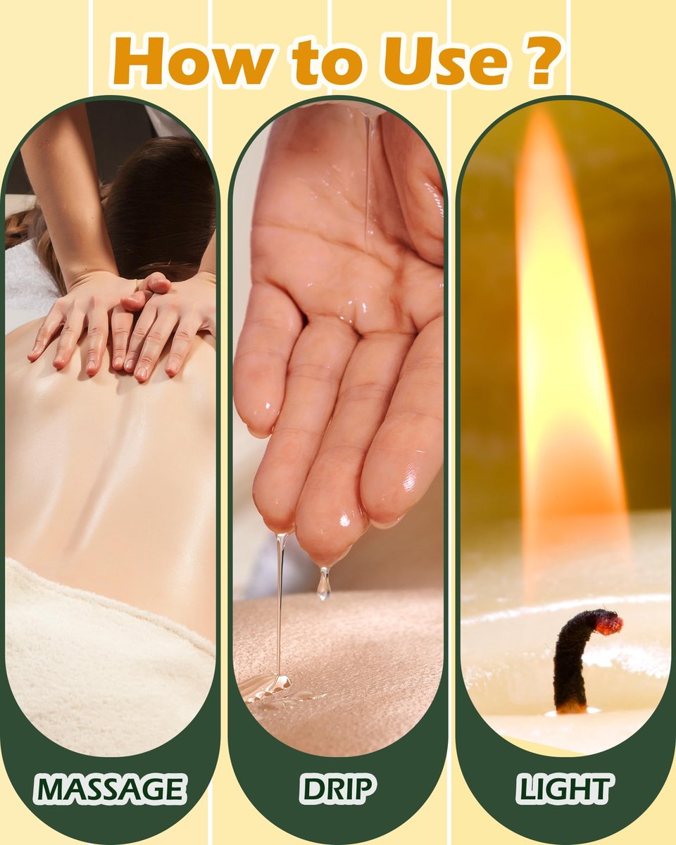 VIPwax Sojawachs-Massageöl-Kerze für Stressabbau und Hautfeuchtigkeit, Paarmassage, romantisches Geschenk, SPA für Zuhause, Duftkerze Körperöl - Vanilleduft 2,35 Unzen