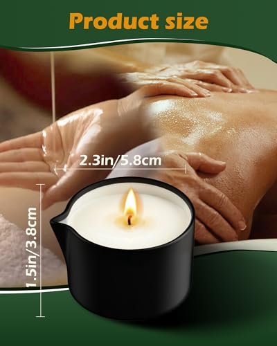 VIPwax Sojawachs-Massageöl-Kerze für Stressabbau und Hautfeuchtigkeit, Paarmassage, romantisches Geschenk, SPA für Zuhause, Duftkerze Körperöl - Vanilleduft 2,35 Unzen