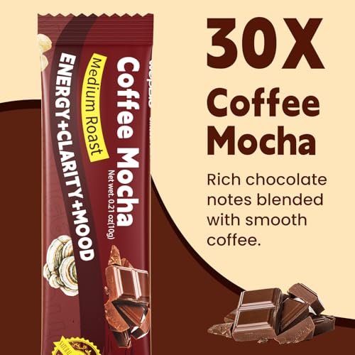 WepBio Bio-Pilz Kaffee Mokka 11-in-1 Adaptogener Pilz-Mix mit Ashwagandha KSM-66, Löwenmähne, Reishi, Truthahnschwanz – Instant Pilzkaffee für Energie, Fokus, Zuckerfrei, 30 Portionen