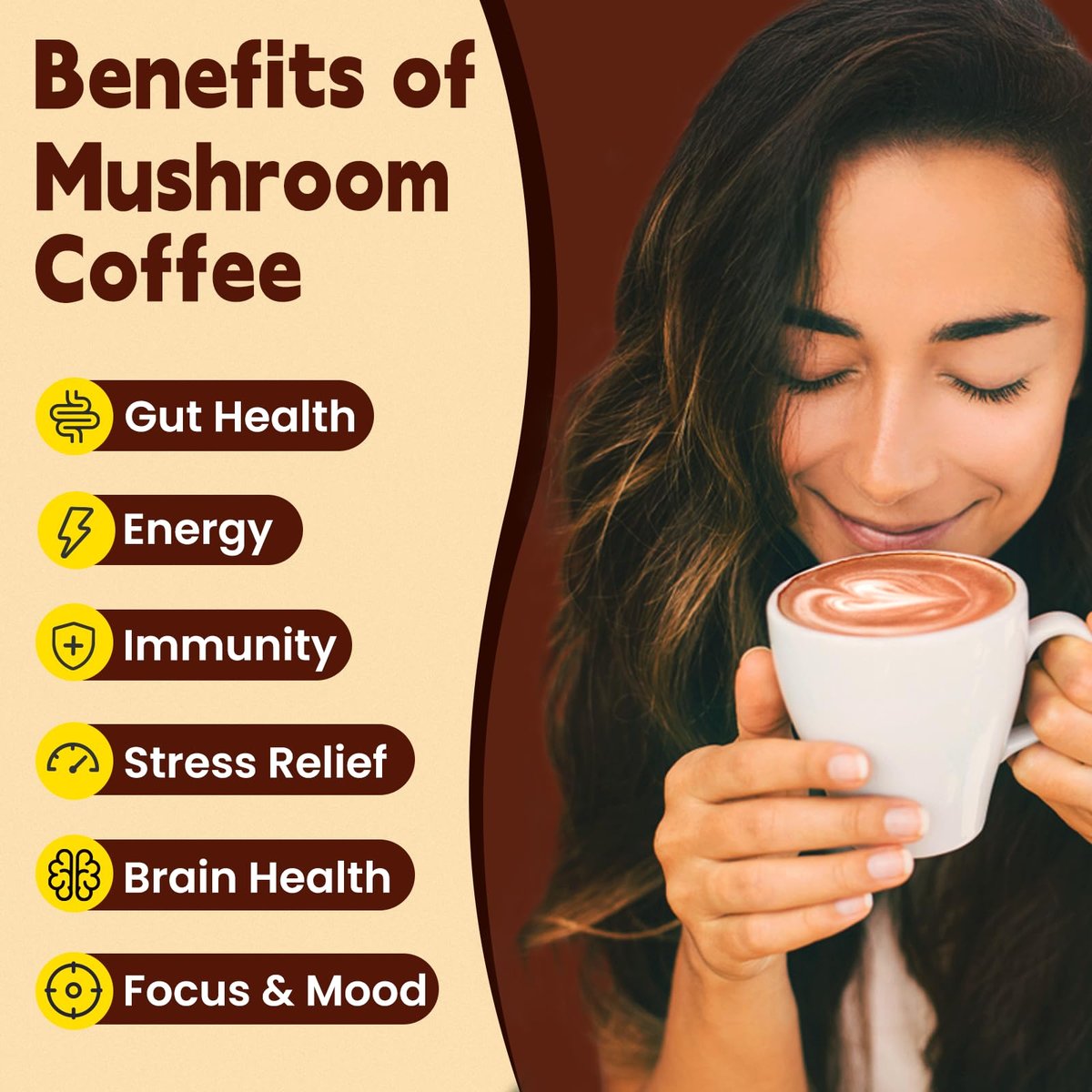 WepBio Bio-Pilz Kaffee Mokka 11-in-1 Adaptogener Pilz-Mix mit Ashwagandha KSM-66, Löwenmähne, Reishi, Truthahnschwanz – Instant Pilzkaffee für Energie, Fokus, Zuckerfrei, 30 Portionen
