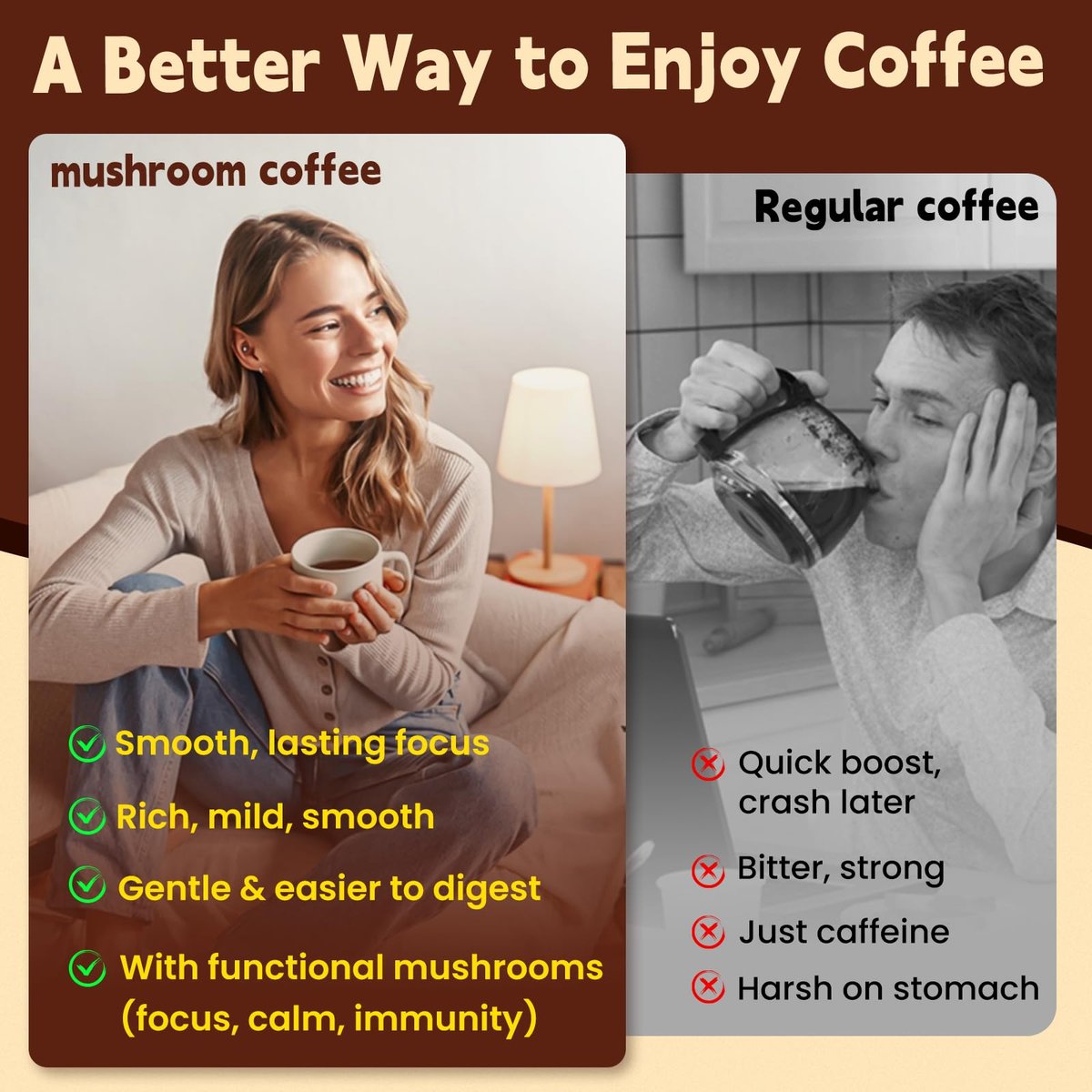 WepBio Bio-Pilz Kaffee Mokka 11-in-1 Adaptogener Pilz-Mix mit Ashwagandha KSM-66, Löwenmähne, Reishi, Truthahnschwanz – Instant Pilzkaffee für Energie, Fokus, Zuckerfrei, 30 Portionen