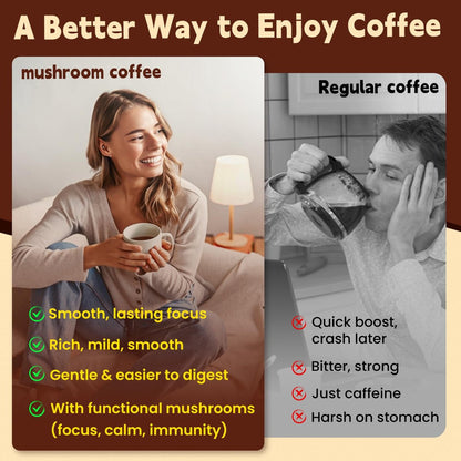 WepBio Bio-Pilz Kaffee Mokka 11-in-1 Adaptogener Pilz-Mix mit Ashwagandha KSM-66, Löwenmähne, Reishi, Truthahnschwanz – Instant Pilzkaffee für Energie, Fokus, Zuckerfrei, 30 Portionen