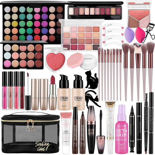 Makeup-Kit für Frauen – Komplettes Set mit Foundation, Lidschattenpalette, Pinseln – All-in-One Makeup-Set für Teenager, Anfänger, Muttertag, Abschlussgeschenk