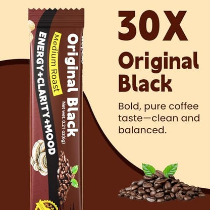WepBio Pilz-Kaffee Original Schwarz 11-in-1 Adaptogene Pilzmischung mit Ashwagandha KSM-66, Löwenmähne, Reishi, Truthahnschwanz – Instant Pilzkaffee für Energie und Fokus, 30 Portionen