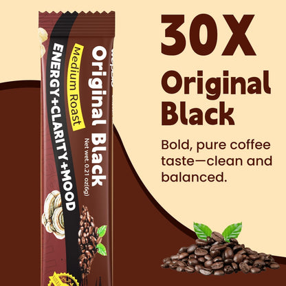 WepBio Pilz-Kaffee Original Schwarz 11-in-1 Adaptogene Pilzmischung mit Ashwagandha KSM-66, Löwenmähne, Reishi, Truthahnschwanz – Instant Pilzkaffee für Energie und Fokus, 30 Portionen