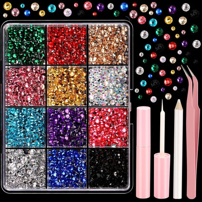 YGDZ Gesichts-Rhinestones-Set – Glitzernde Gesichtssteine & Make-up-Edelsteine für Frauen – inklusive Kleber – 2mm, 3mm, 4mm – Mehrfarbig – Ideal für Halloween, Party & Nail Art
