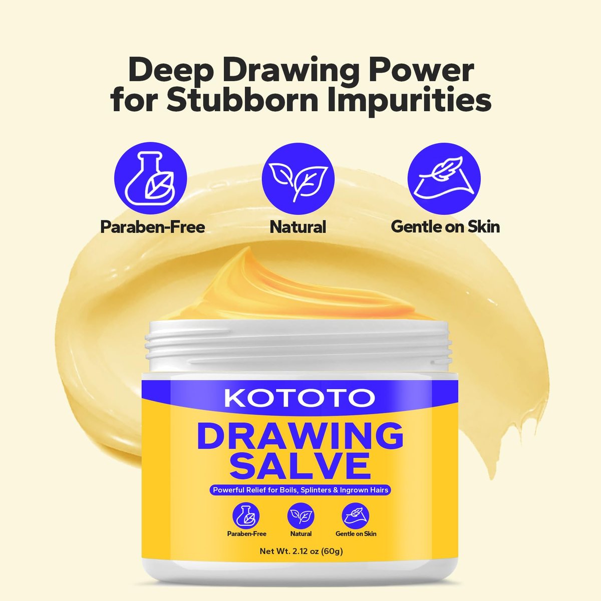 Kototo Naturals Drawing Salbe – 2,12 Unzen für die Behandlung von Furunkeln, Zysten, eingewachsenen Haaren, Splittern, Insektenstichen und Hautirritationen