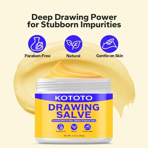 Kototo Naturals Drawing Salbe – 2,12 Unzen für die Behandlung von Furunkeln, Zysten, eingewachsenen Haaren, Splittern, Insektenstichen und Hautirritationen