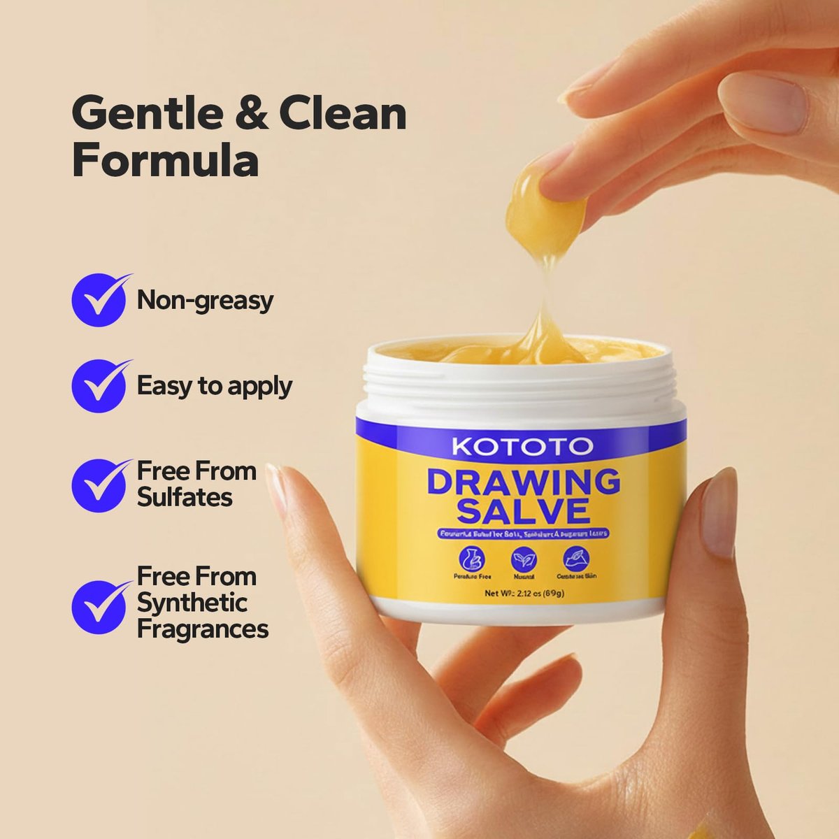 Kototo Naturals Drawing Salbe – 2,12 Unzen für die Behandlung von Furunkeln, Zysten, eingewachsenen Haaren, Splittern, Insektenstichen und Hautirritationen