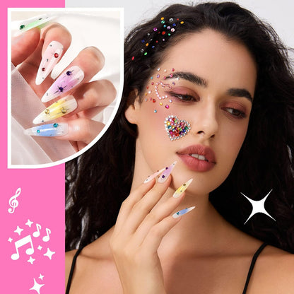 YGDZ Face Gems mit Face Makeup Glue für Strasssteine, Face Jewels Aufkleber, Augen, Perlen Haar Gems für Frauen, Mädchen, Körperkleber für die Haut, Selbstklebende Strasssteine für Nagelkunst, Basteln