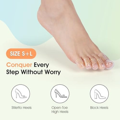 30 Stück Silikon Zehenschützer für Damen High Heels - Anti-Reibung Doppelgröße Große & Kleine Zehenkappen gegen Blasen und Schmerzen - Klare & Atmungsaktive Zehenhülsen für ganztägigen Komfort