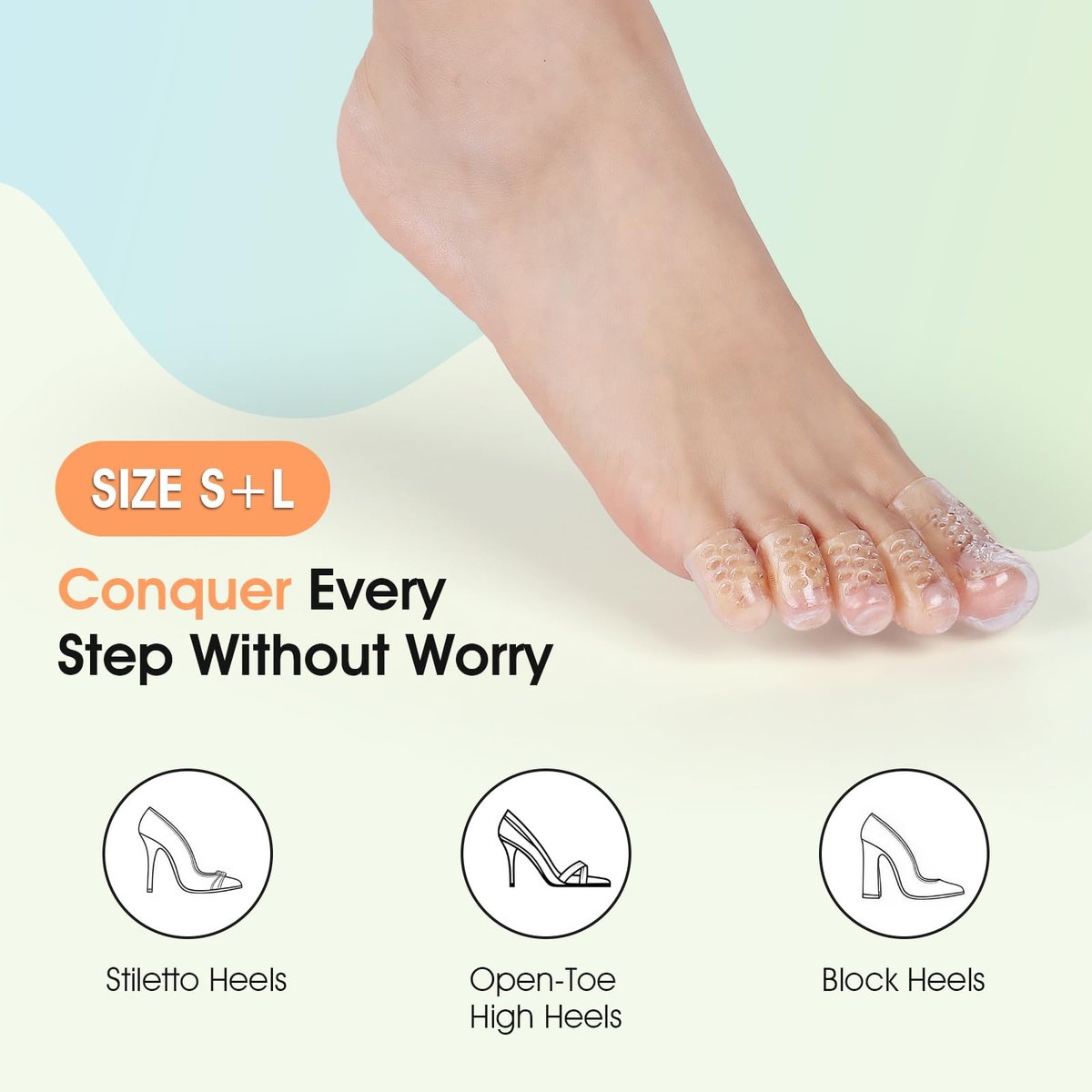30 Stück Silikon Zehenschützer für Damen High Heels - Anti-Reibung Doppelgröße Große & Kleine Zehenkappen gegen Blasen und Schmerzen - Klare & Atmungsaktive Zehenhülsen für ganztägigen Komfort