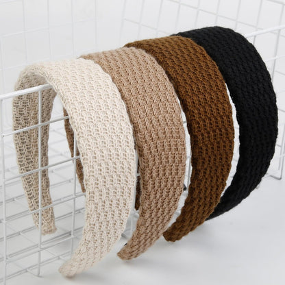 TEBIEKOY Stirnbänder für Damen, Gestrickt, Trendy, 4 cm Breite, Rutschfest, Niedliche Haarbänder für Mädchen, Einfarbig, Elastisch, 4er-Pack