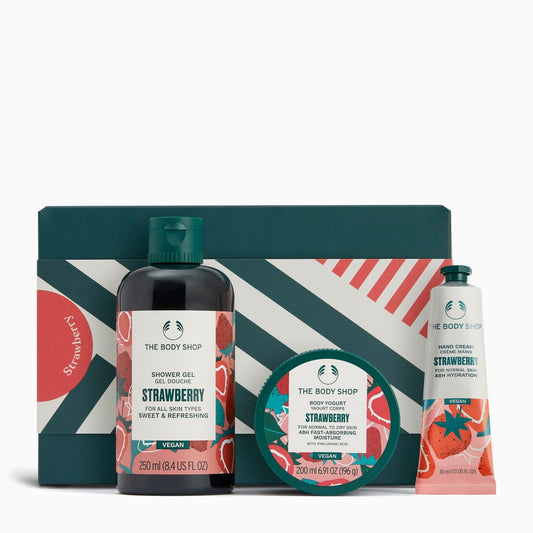 The Body Shop Erdbeer Geschenkset – 3-teiliges Set mit Duschgel, Body Yogurt und Handcreme, vegan