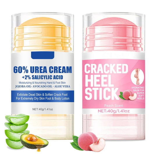 HJXUQIME 2er-Pack 60% Urea Fußcreme mit Aloe & Pfirsich – Feuchtigkeitsspendend & rissige Fersen reparierend