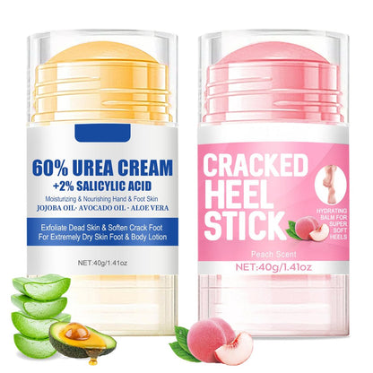 HJXUQIME 2er-Pack 60% Urea Fußcreme mit Aloe & Pfirsich – Feuchtigkeitsspendend & rissige Fersen reparierend