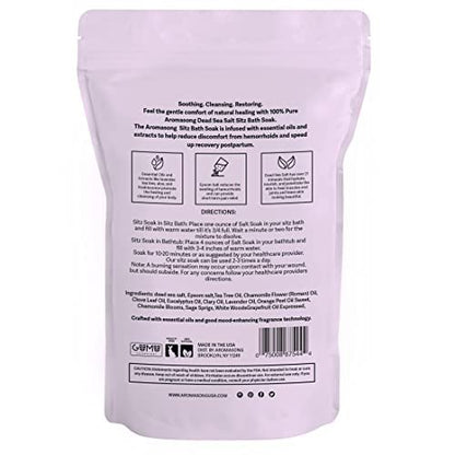 Aromasong Sitzbad Salz 2lb – Sitzbad für Hämorrhoiden & Wochenbettpflege – Totes Meer & Bittersalz mit Lavendel, Kamille & Teebaum – Natürliche Sitzbadesalze – Hergestellt in USA