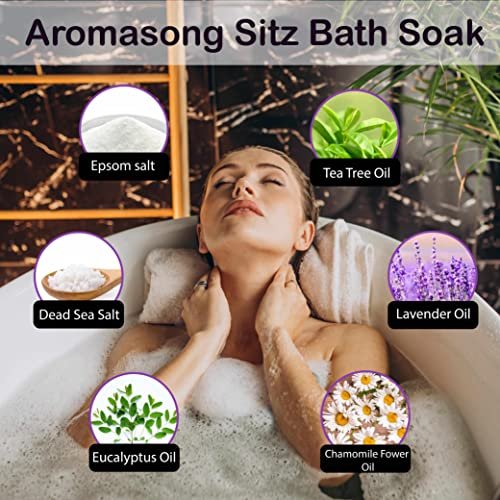 Aromasong Sitzbad Salz 2lb – Sitzbad für Hämorrhoiden & Wochenbettpflege – Totes Meer & Bittersalz mit Lavendel, Kamille & Teebaum – Natürliche Sitzbadesalze – Hergestellt in USA