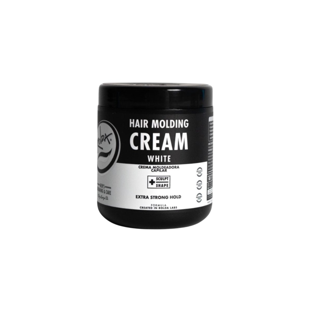 Rolda Weiße Modelliercreme für Männer – Lockendefinierende Haarstylingcreme mit mittelstarkem Halt, natürlichem Finish & mittlerem Glanz – Feuchtigkeitsspendend & Anti-Frizz – Alkohol- & Parabenfrei (500 ml)