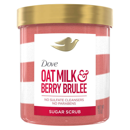 Dove Sugar Body Scrub Hafermilch & Beerenbrûlée – 15 oz Peeling für sanftes Peeling und Feuchtigkeit