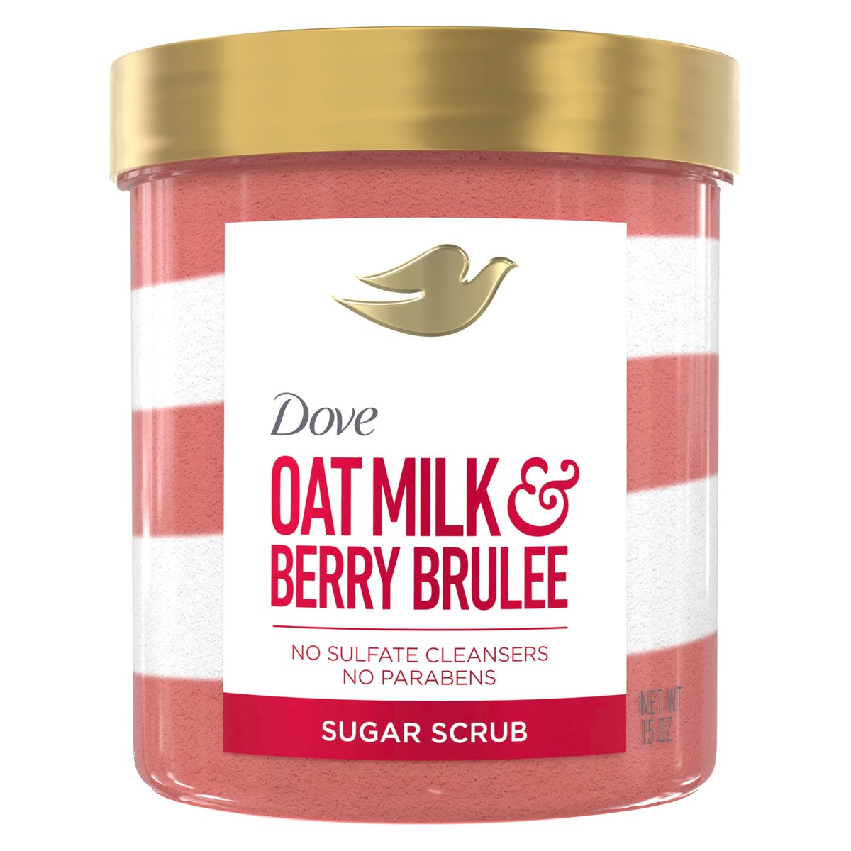 Dove Sugar Body Scrub Hafermilch & Beerenbrûlée – 15 oz Peeling für sanftes Peeling und Feuchtigkeit