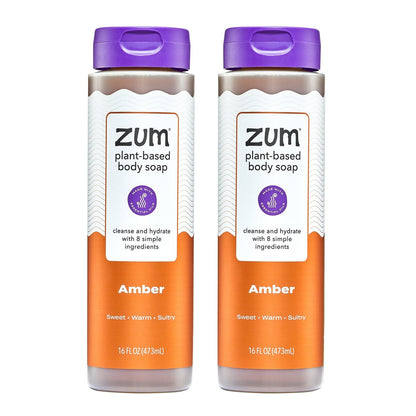 Zum Body Soap Amber – 16 fl oz (2er-Pack) – Natürliche Flüssigseife mit warmem Amberduft