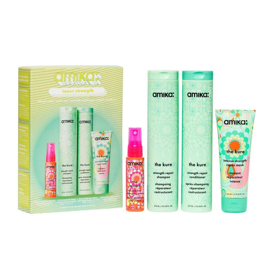 Amika Inner Strength Repair Routine Set – Pflegeset für trockenes, geschädigtes Haar durch Bleichen, Färben, Chemikalien oder Hitzeeinwirkung