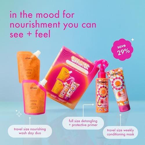 Amika Nourishment-Ality Pflege-Routine Set | Geschenkset für weiches Haar, TSA-reisegeeignet