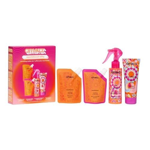Amika Nourishment-Ality Pflege-Routine Set | Geschenkset für weiches Haar, TSA-reisegeeignet