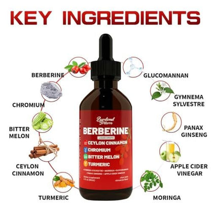 Berberin-Tropfen mit Ceylon-Zimt, Berberin HCL, Chrom, Bittermelone & Kurkuma – flüssige Nahrungsergänzung für Immunsystem & Stoffwechsel, schnelle Aufnahme – 118 ml