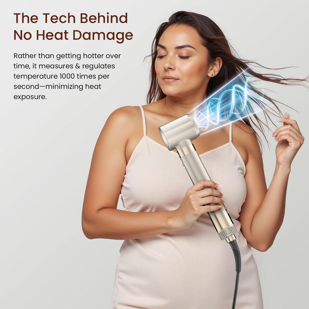 MESCOMB 5-in-1 Hot Air Styler Kit – 110.000 U/min Schnelltrockner, Auto-Wickel-Lockenwickler, Glätt- und Volumenbürsten All-in-One (Champagner Weiß)