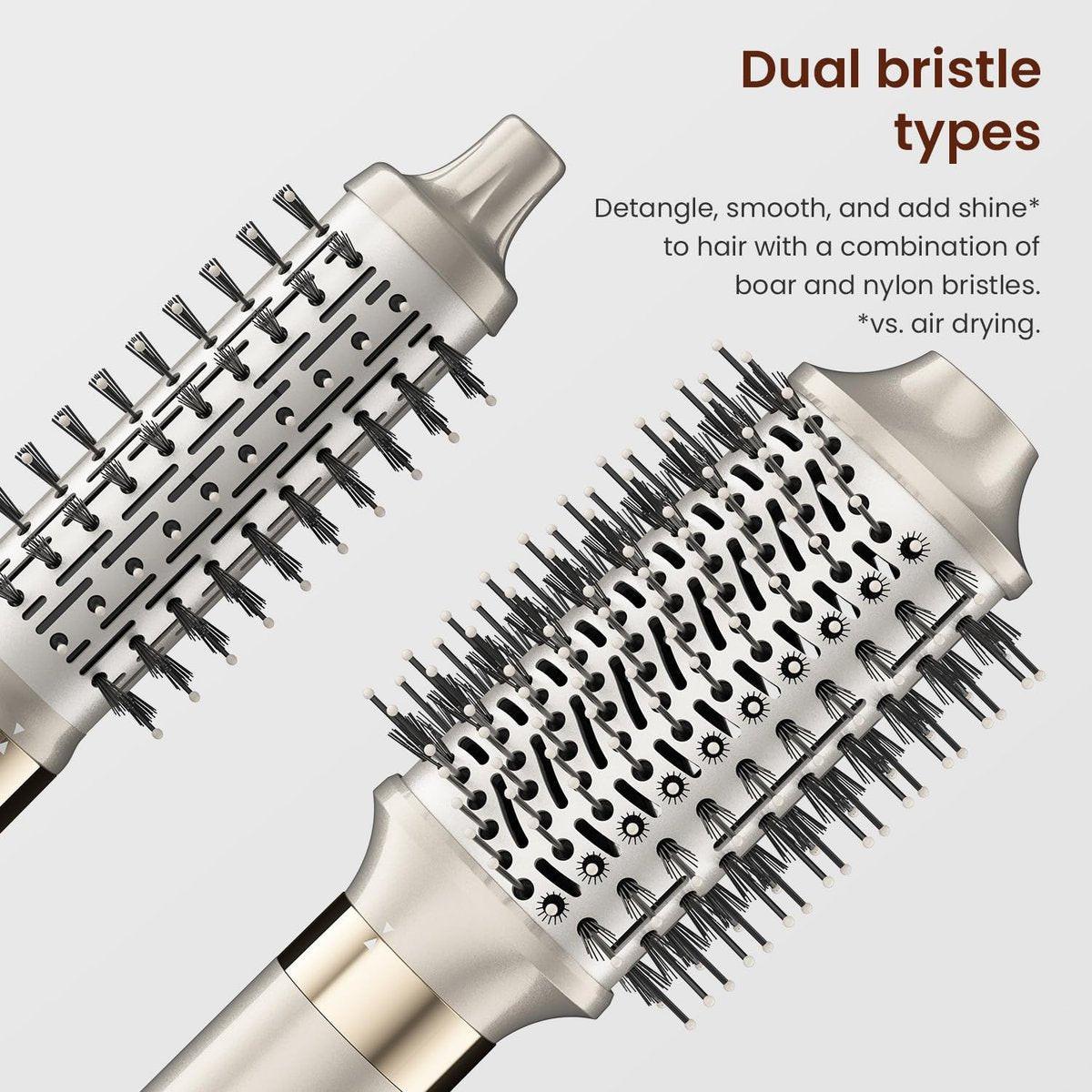 MESCOMB 5-in-1 Hot Air Styler Kit – 110.000 U/min Schnelltrockner, Auto-Wickel-Lockenwickler, Glätt- und Volumenbürsten All-in-One (Champagner Weiß)