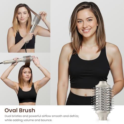 MESCOMB 5-in-1 Hot Air Styler Kit – 110.000 U/min Schnelltrockner, Auto-Wickel-Lockenwickler, Glätt- und Volumenbürsten All-in-One (Champagner Weiß)