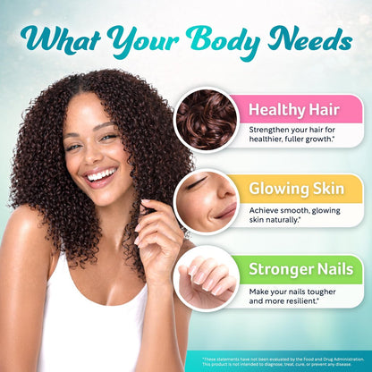 Biotin Collagen & Keratin – Haar-, Haut- und Nagelvitamine, 45.000 MCG Vitamin-Komplex (A, B1, B2, B3, B6, B7, C & E) – Biotin für Haarwachstum für Frauen & Männer, Haarvitamine – 60 Kapseln – Hergestellt in den USA