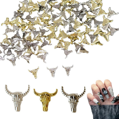 ZGGAZCA 100er-Pack Cowboy-Nagelcharm – Western Rodeo Nageldekorationen, Cowgirl-Aufkleber, minimalistische Nagelverzierungen in Gold, Silber und Gunmetal für Acrylnägel
