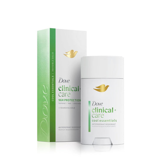 Dove Clinical + Care Antiperspirant Deodorant Invisible Solid Stick für Frauen Cool Essentials mit pflegendem Serum 2,6 oz