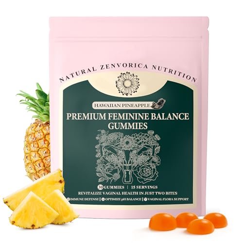 Zenvorica Premium Feminine Balance Gummis für Frauen - Ananas Gummis für den pH-Wert, vaginale Probiotika für Gesundheit & Wohlbefinden, vegan, glutenfrei, Immununterstützung, 30 Stück