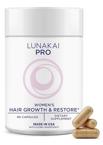 Lunakai Haarwuchs-Supplement für Frauen – Hergestellt in den USA – Fortschrittliche 20 Nährstoffe mit Meeres-Kollagen, Sägepalme, Biotin & Keratin – Tägliche Haar-Vitamine für kräftigere Strähnen – 90 Kapseln
