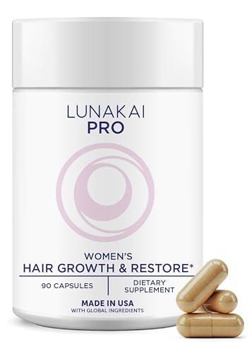 Lunakai Haarwuchs-Supplement für Frauen – Hergestellt in den USA – Fortschrittliche 20 Nährstoffe mit Meeres-Kollagen, Sägepalme, Biotin & Keratin – Tägliche Haar-Vitamine für kräftigere Strähnen – 90 Kapseln