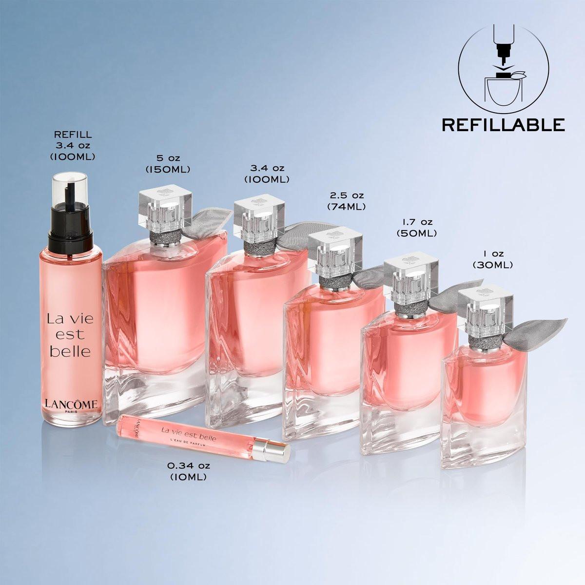 Lancôme La Vie Est Belle Geschenkset – Nachfüllbares Eau de Parfum 1,7 oz, Reisespray 0,34 oz, Bodylotion 1,6 oz – Limitierte Edition für Damen